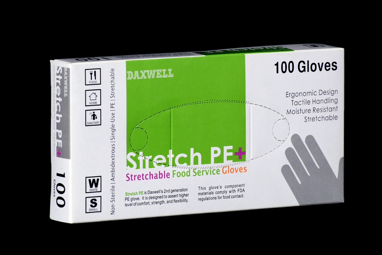 Stretch Poly Powder-Free Gloves, Small, Clear, 100/Box