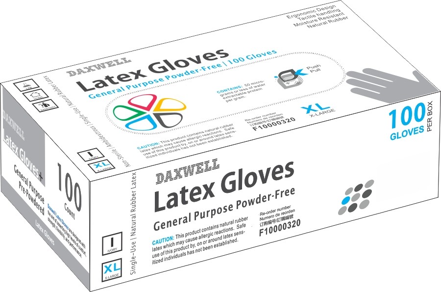 Latex Powder-Free Gloves, X-Large, Ivory, 100/Box