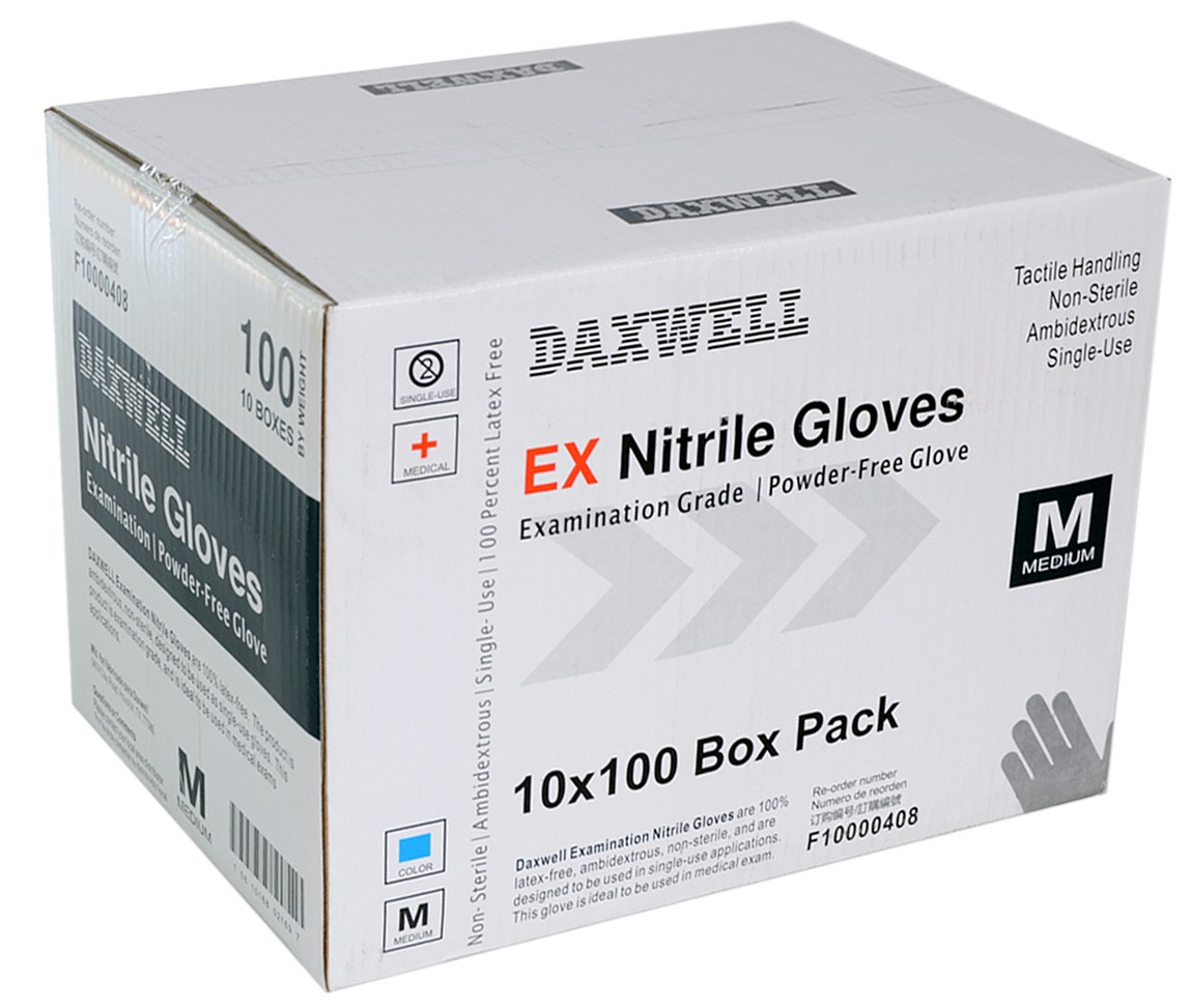 Blue Nitrile Exam Powder-Free Gloves, Medium, 1000 Gloves