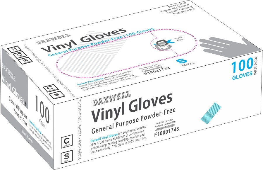 Powder-Free Vinyl Gloves, Small, Clear, 100/Box