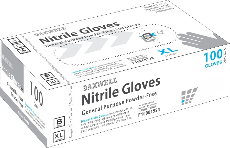 Powder-Free Nitrile Gloves, X-Large, Blue, 100/Box
