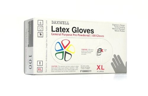 Latex Pre-Powdered Gloves, X-Large, Ivory, 100/Box