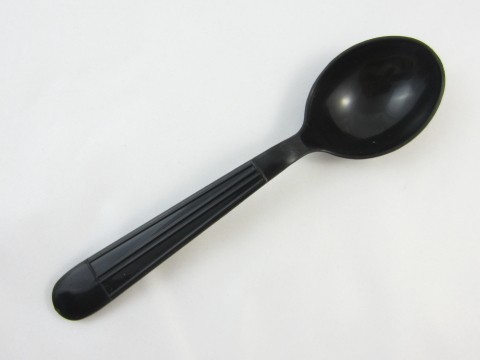 Heavy-Weight Plastic Soupspoon, Black, 1000/Carton