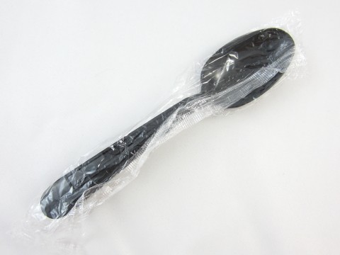 Individually Wrapped Heavy-Weight Plastic Teaspoon, Black, 1000/Carton 