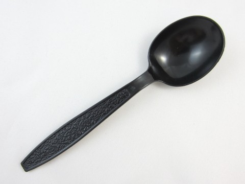 Deluxe Heavy-Weight Polystyrene Soupspoon, Black, 1000/Carton
