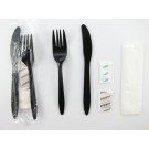 Deluxe Medium-Weight Fork, Knife, Salt & Pepper and Napkin, White, 250 Kits/Carton